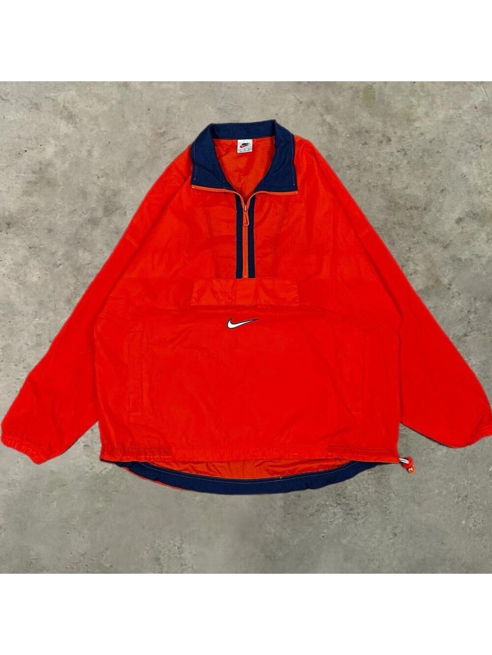 Vintage 90s‎ Nike Swoosh Orange Quater zip Poncho styled windbreaker retro Large